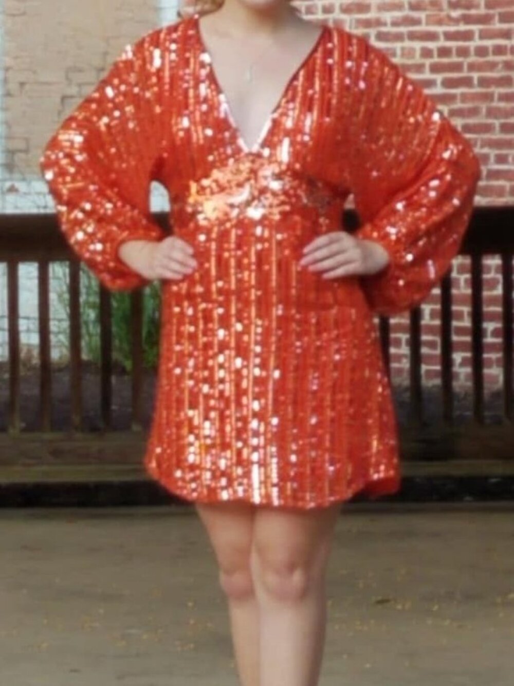 Sequin Sparkle Orange FUN Dress by Free People Size M